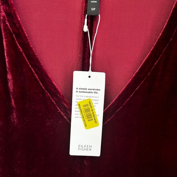 NWT Eileen Fisher Women's Dolman Sleeve Sweater Burgundy Silk Blend V-Neck - Picture 7 of 11